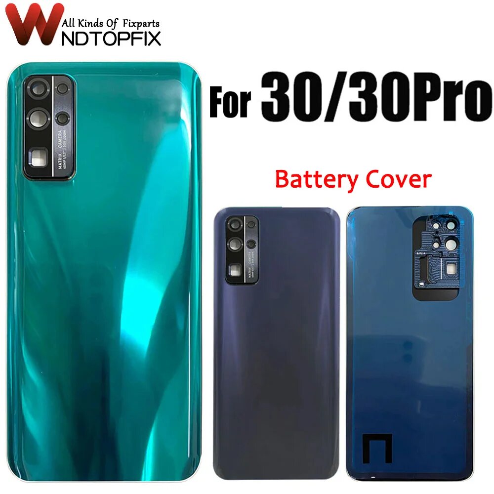 Заднее стекло для Honor 30 Pro, крышка батарейного отсека, задняя панель, дверной корпус, чехол + клей для Honor 30, крышка батарейного отсека для Honor 30 Pro, корпус, 30Pro Black No Lens