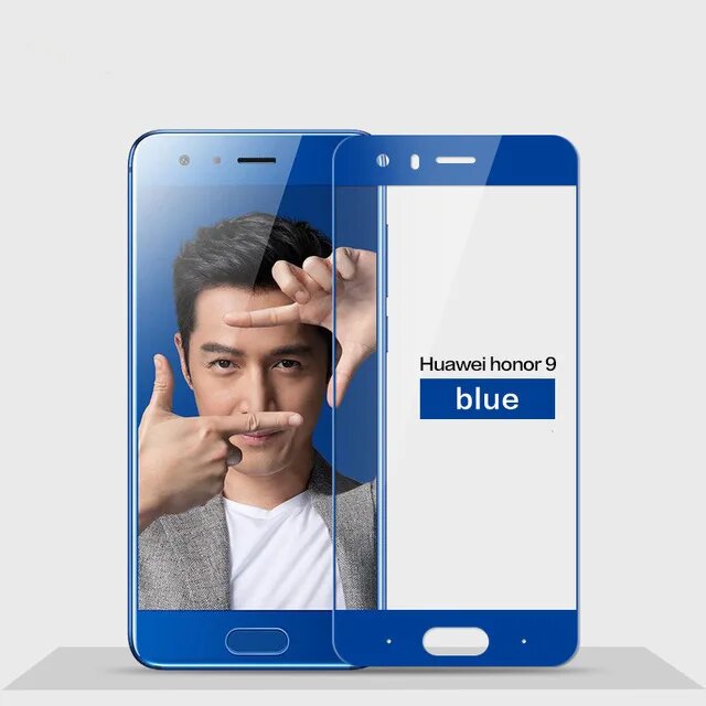 Закаленное стекло для huawei honor 9 HD для huawei honor 9, защита экрана, полное покрытие 2.5D, синяя для huawei honor 9, стеклянная пленка 5,15, Blue, For Honor 9
