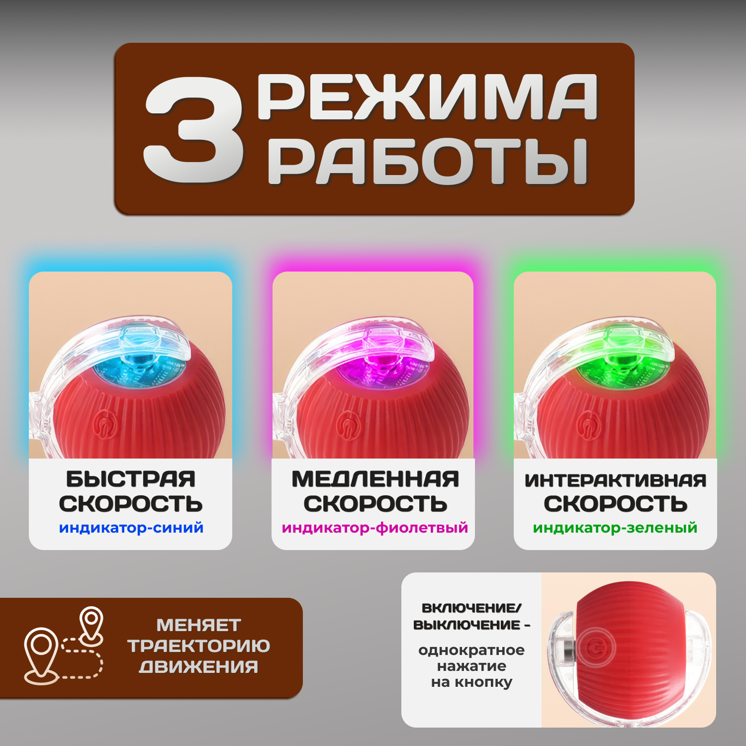 Картинки Интерактивная игрушка для кошек и собак, умный мячик с хаотичными движениями.