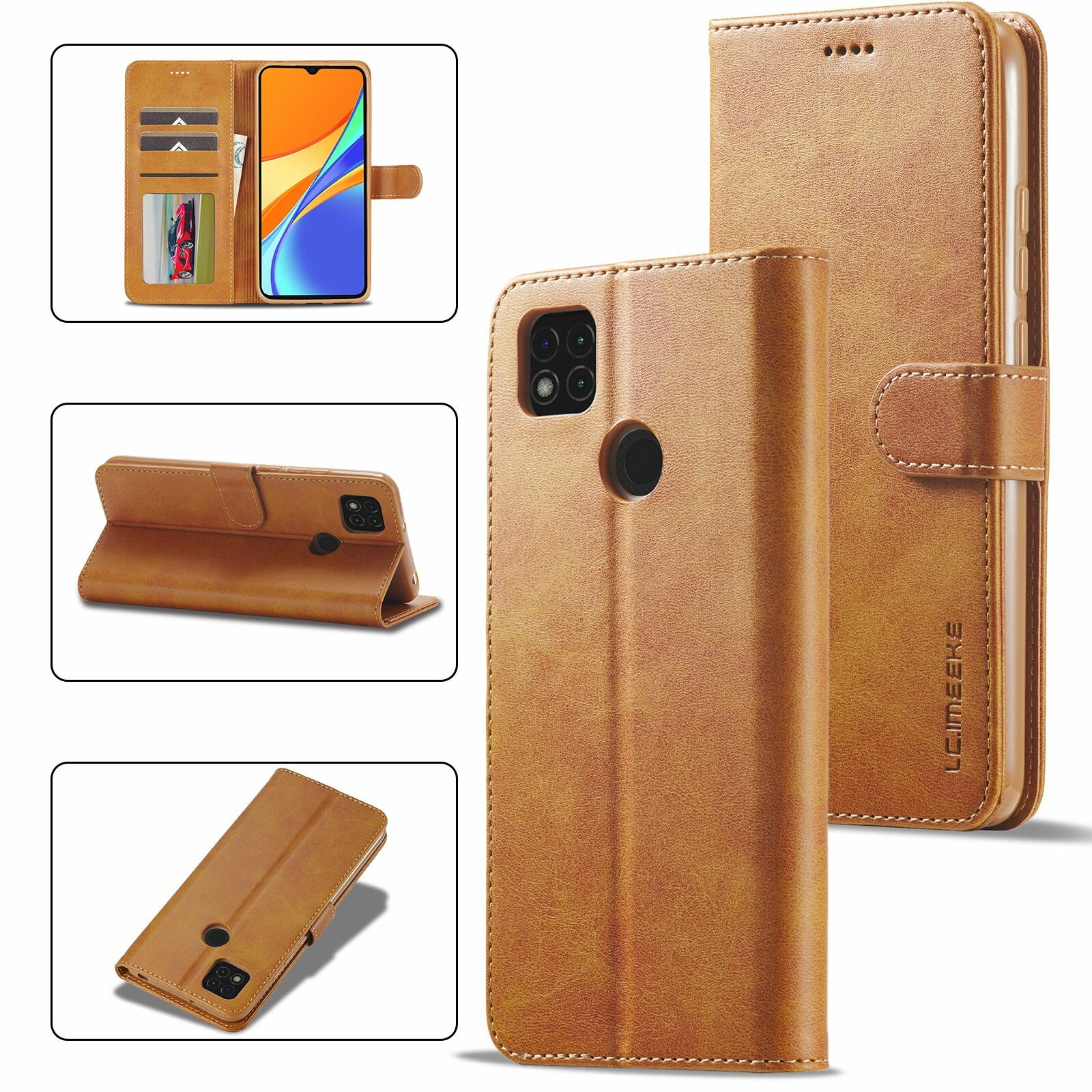 Картинки LCIMEEKE Кожаный книжка чехол для Xiaomi Redmi 10A/ 9C / Сяоми Редми 9С / Редми 10А с визитницей из экокожи