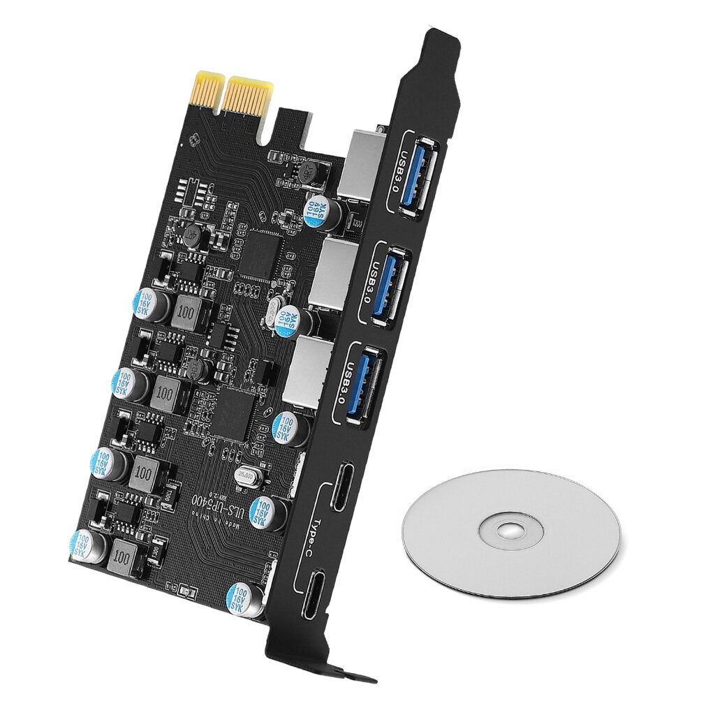 Плата PCIE USB3.0 Адаптер USB 3.0 Плата расширения контроллеров для ПК