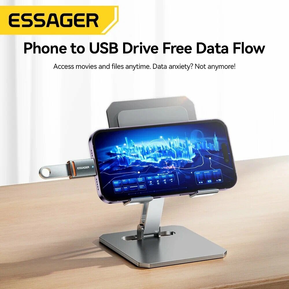 Переходник (адаптер) с USB 3.0 на Type-C, индикатор, 5 Ампер, 5 Гбит/с , OTG (On-the-Go) адаптер для подключения телефонов, планшетов, смартфонов к пк (Hunting Air series) — фото 1