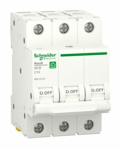 Выключатель автоматический трехполюсный 10А С Resi9 6кА Schneider Electric R9F12310