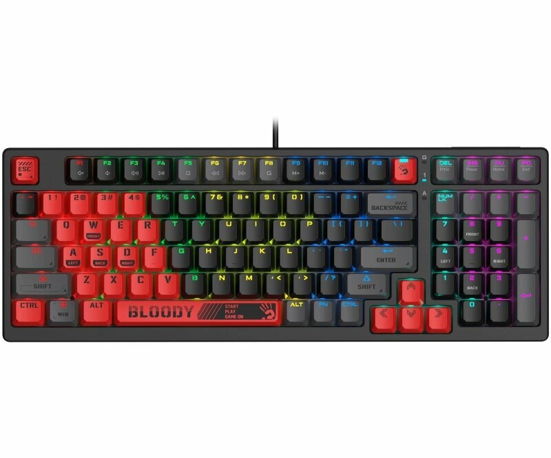 Клавиатура A4Tech Bloody S98 Sports Red BLMS Plus, русские и английские буквы, черный (s98 sports red blms red plus)