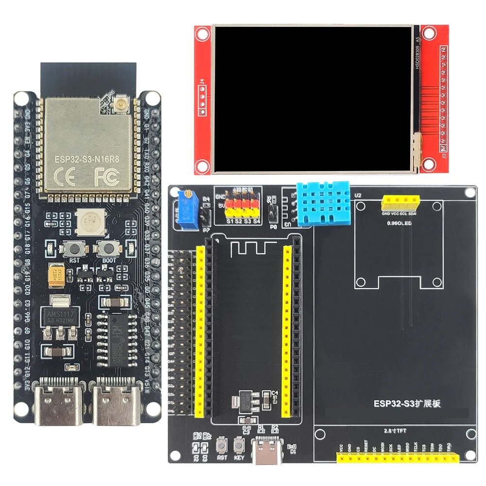 Комплект макетной платы ESP32-S3-DevKitC-1 с 2,8-дюймовым TFT LCD BT 2,4G Wi-Fi-модулем CH340C Type-C 8 МБ PSRAM 16 МБ FLASH N16R8 42Pi, KIT