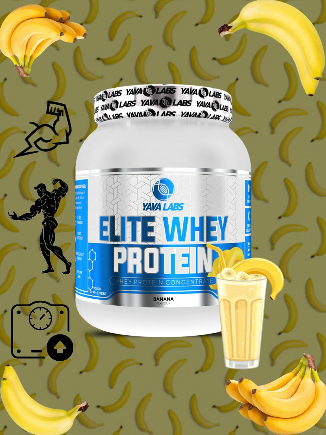YAVA LABS Whey protein elite 1кг сывороточный белок, ваниль 1 kg