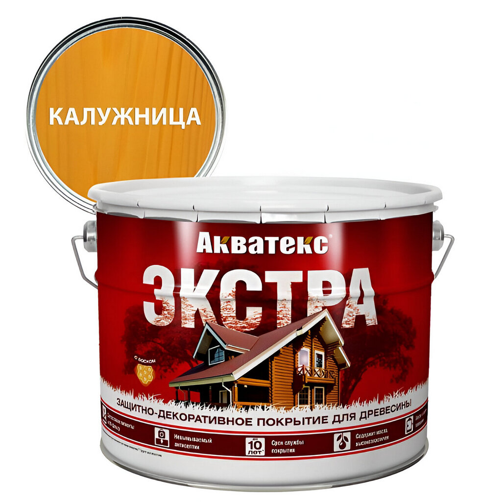 Защитно-декоративное покрытие Акватекс Экстра для древесины полуглянцевое калужница 9л