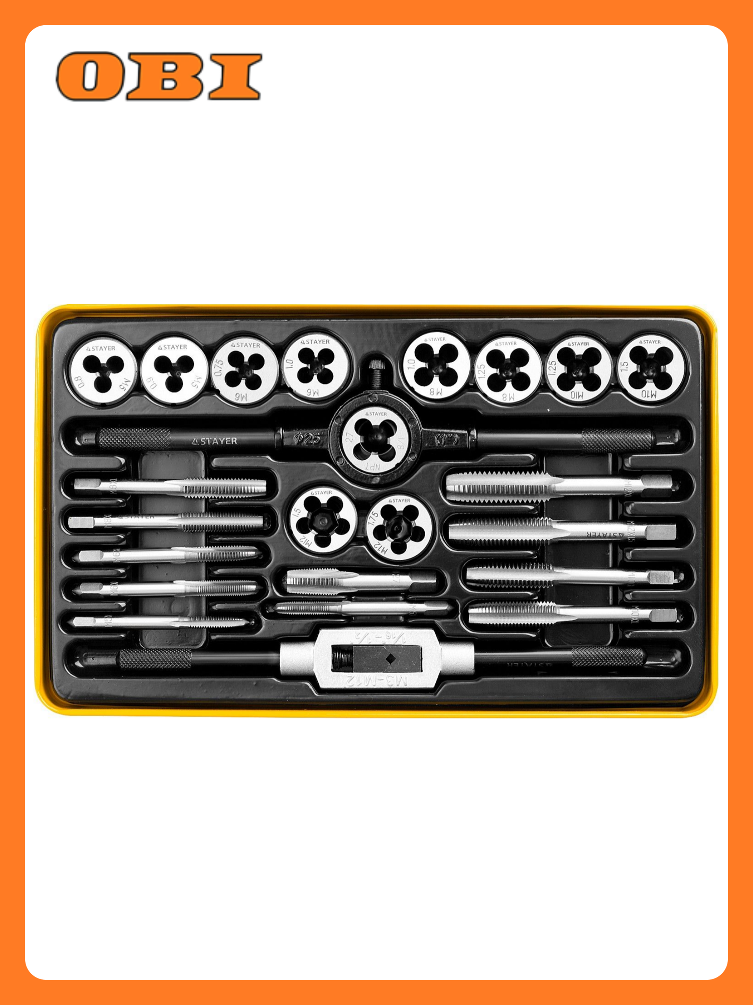 STAYER MaxCut 24 предмета набор метчиков и плашек легированная сталь