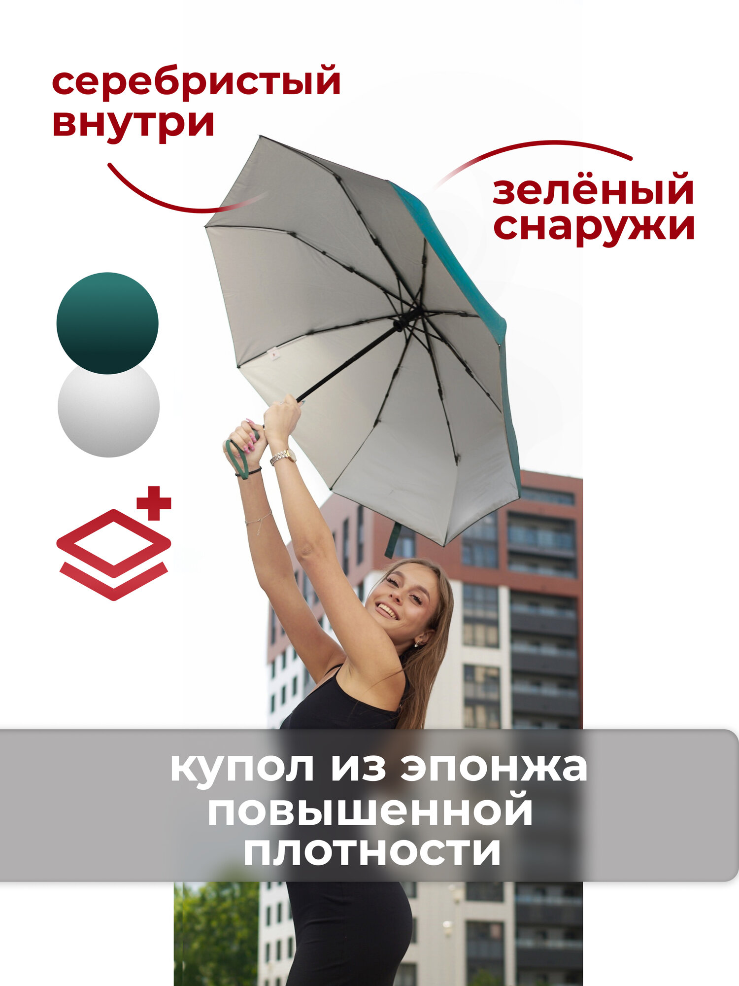 Зонт RAINDROPS, зеленый — фото 1