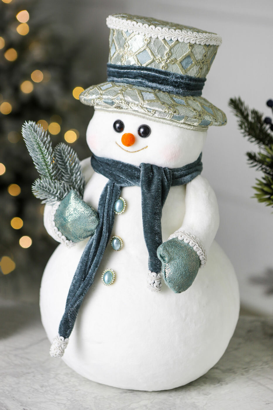 Декоративная фигура снеговик идар, текстиль, 38 см, Winter Deco 1135254