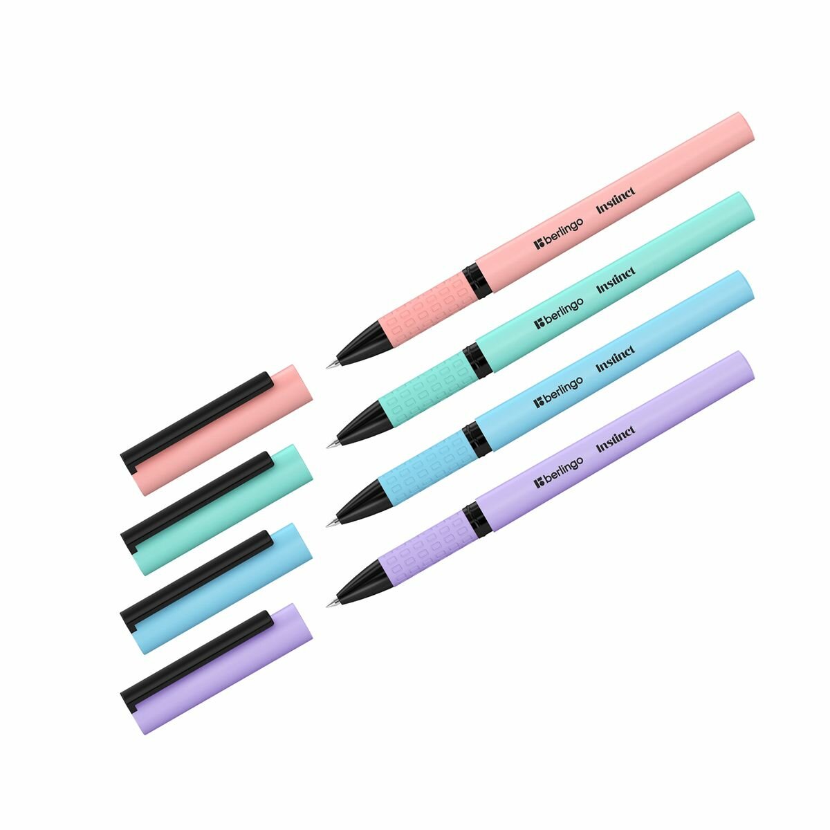 24 шт. Ручка гелевая Berlingo "Instinct" черная, 0,5мм, корпус ассорти NEW