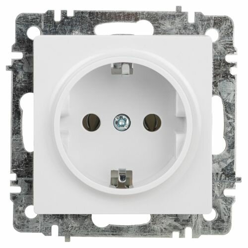 Розетка INTRO "Accent", 1 место, 6-202-01, 16 А, IP20, 250 В, 2P+E, Schuko, AL/CU, белая