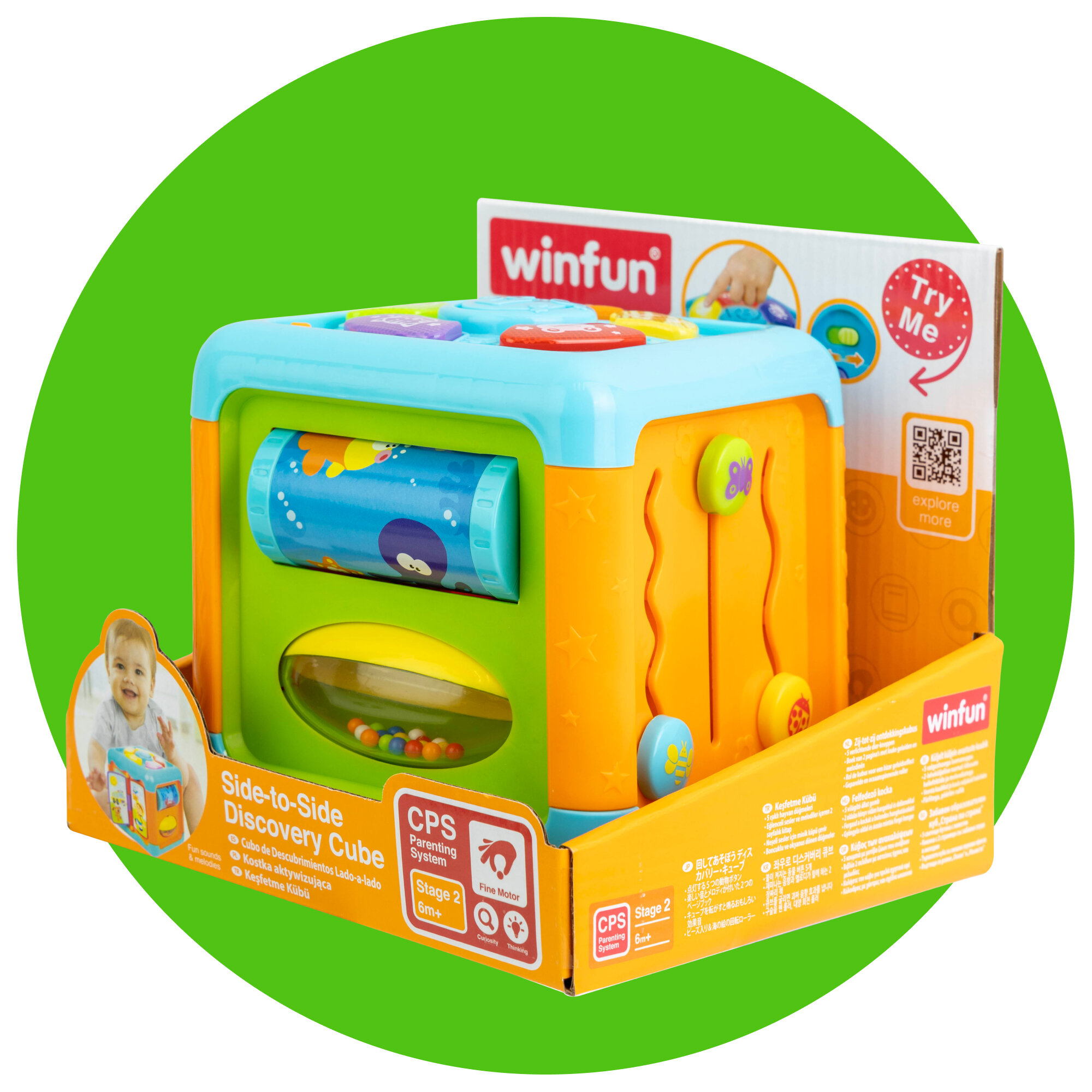 Развивающая игрушка Winfun Сортер Кубик-книжка, звуковые и световые эффекты, учимся и играем