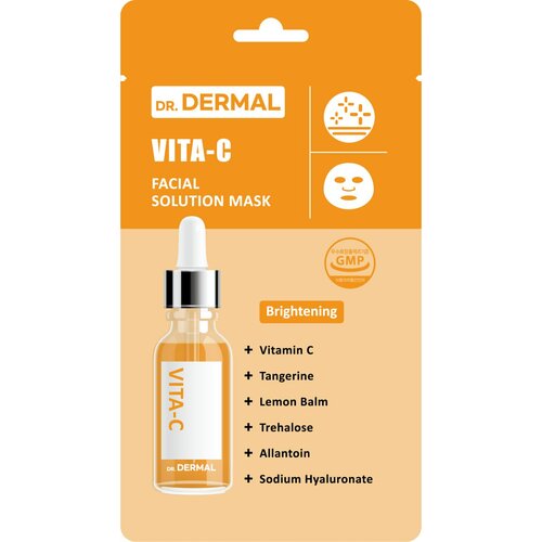 Dr.dermal FACIAL SOLUTION Маска для лица Vita-C, с Витамином С, 25 мл