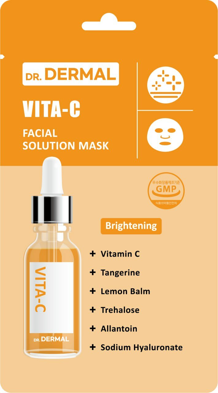 Dr.dermal FACIAL SOLUTION Маска для лица Vita-C, с Витамином С, 25 мл