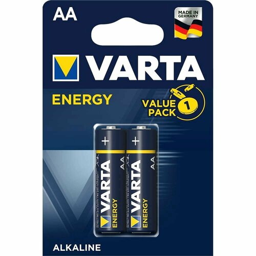 Батарейки Varta ENERGY LR6 AA BL2 Alkaline 1.5V (4106) (2/40/200) (2 шт.) батарейка энерджайзер aa макс плюс 2 шт