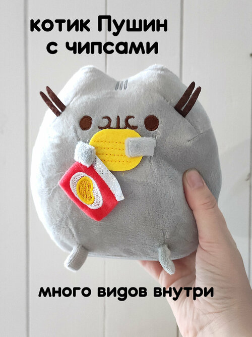 Мягкая игрушка Кот Пушин с чипсами / Pusheen cat