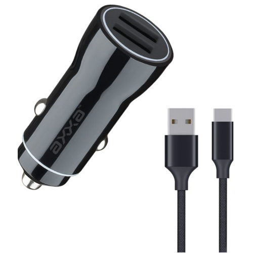 Автомобильное зарядное устройство Авто З/У Axxa (2233) 2 USB 2.4A +кабель USB-C, черный