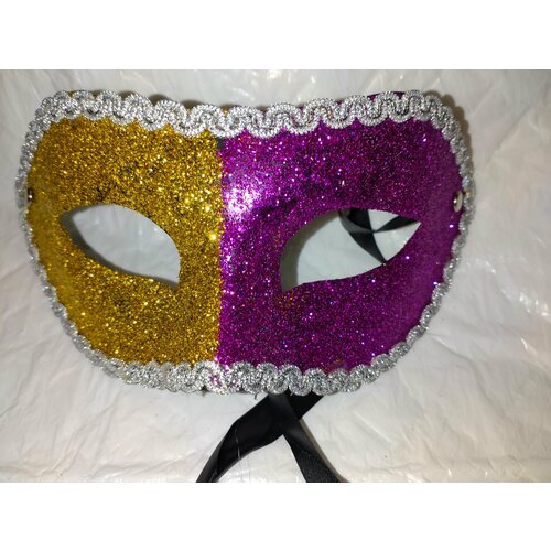 фото Карнавальная венецианская маска с кружевами . золото с малиновым . нет бренда