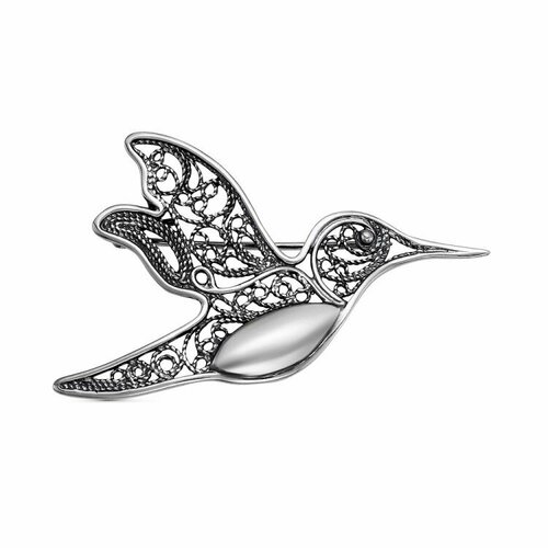 Брошь Красная Пресня, серебро, 925 проба, оксидирование