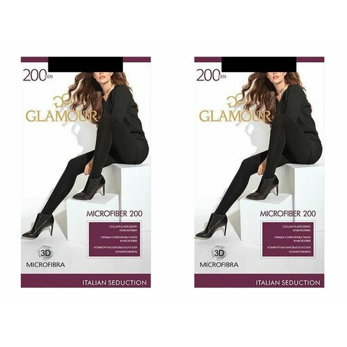 колготки glamour microfiber 200 den размер 3 черный Колготки Glamour, 200 den, 2 шт., размер 2, черный