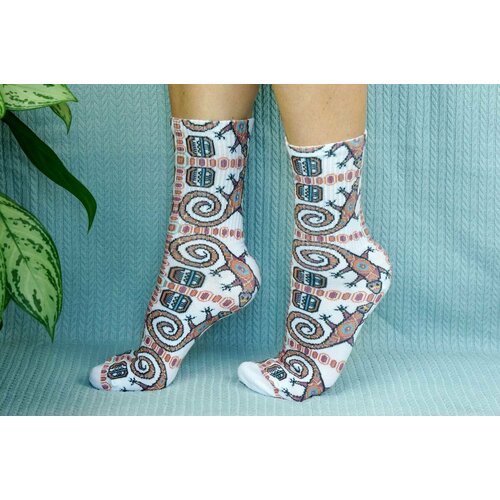 фото Носки cotton print, размер 41/45, серый, белый хлопковые cotton print