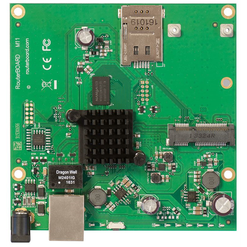 Маршрутизатор MikroTik RouterBOARD M11G with Dual Core 880MHz CPU 256MB RAM 1x Gbit LAN 1x miniPCI-e RouterOS L4 RBM11G 953000₽
