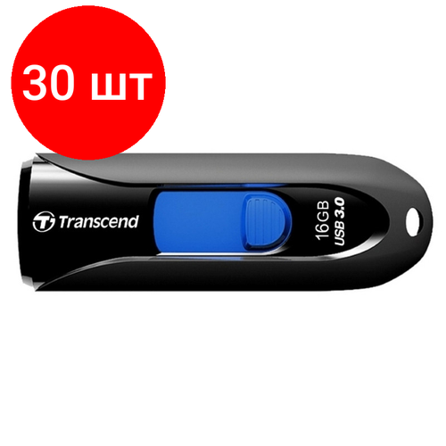 Комплект 30 штук, Флеш-память Transcend JetFlash 790, 16Gb, USB 3.1 G1, ч/син, TS16GJF790K флешка transcend jetflash 380g 16 гб 1 шт золотистый