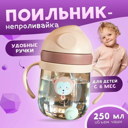 14012 поильник детский с трубочкой happy baby поильник с трубочкой и ручками непроливайка 250мл голубой Поильник детский непроливайка с трубочкой LITSUP