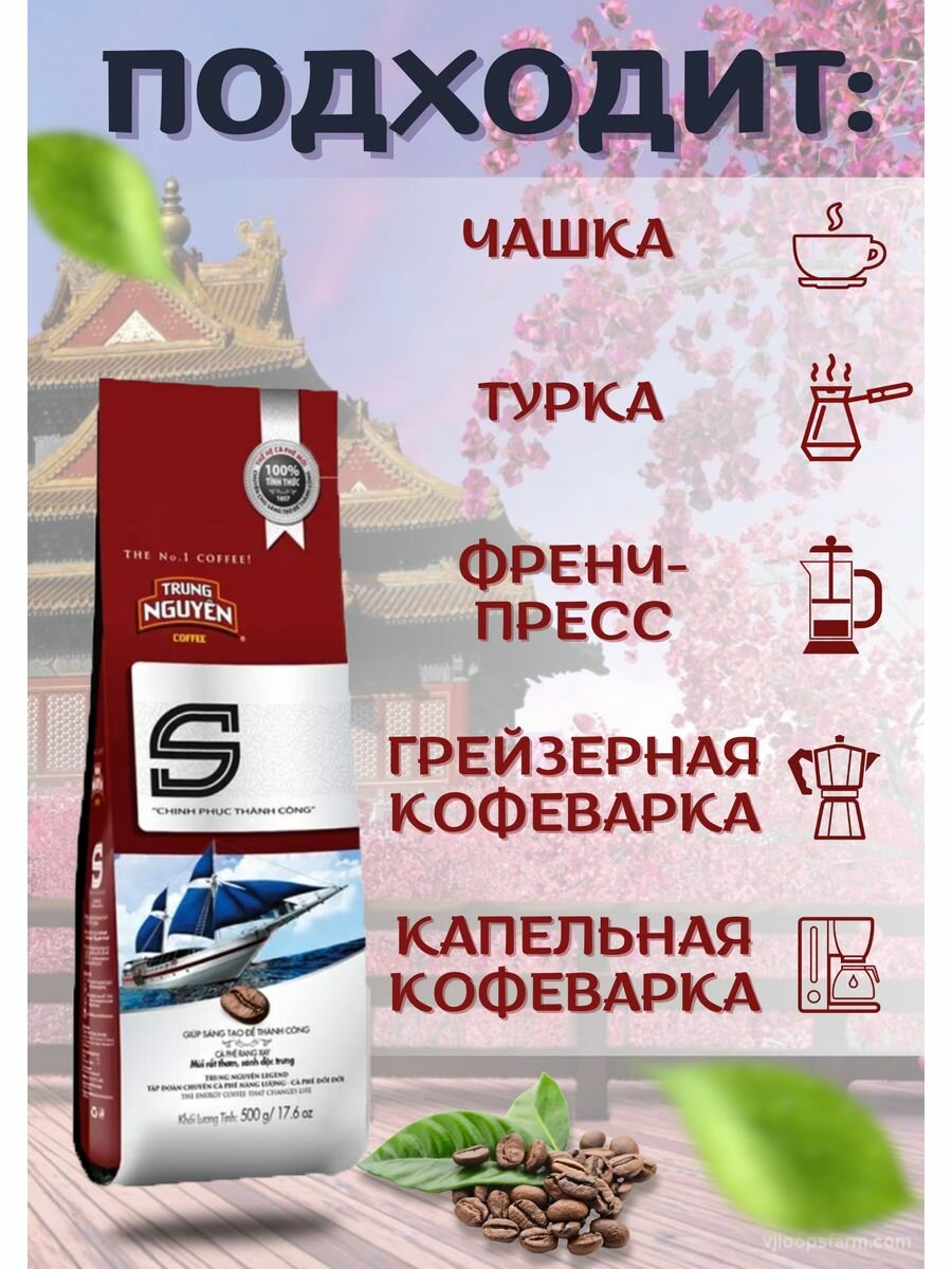 Кофе S Trung Nguyen Вьетнамский, молотый, средняя обжарка, арабика и робуста — фото 1