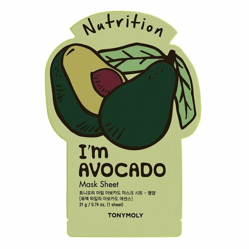Питательная тканевая маска для лица с экстрактом авокадо TONY MOLY Im AVOCADO Mask Sheet Nutrition, 3 шт.
