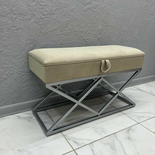 Банкетка в прихожую, пуф 90х35х55см Модель: БРХ-002 Цвет: хром