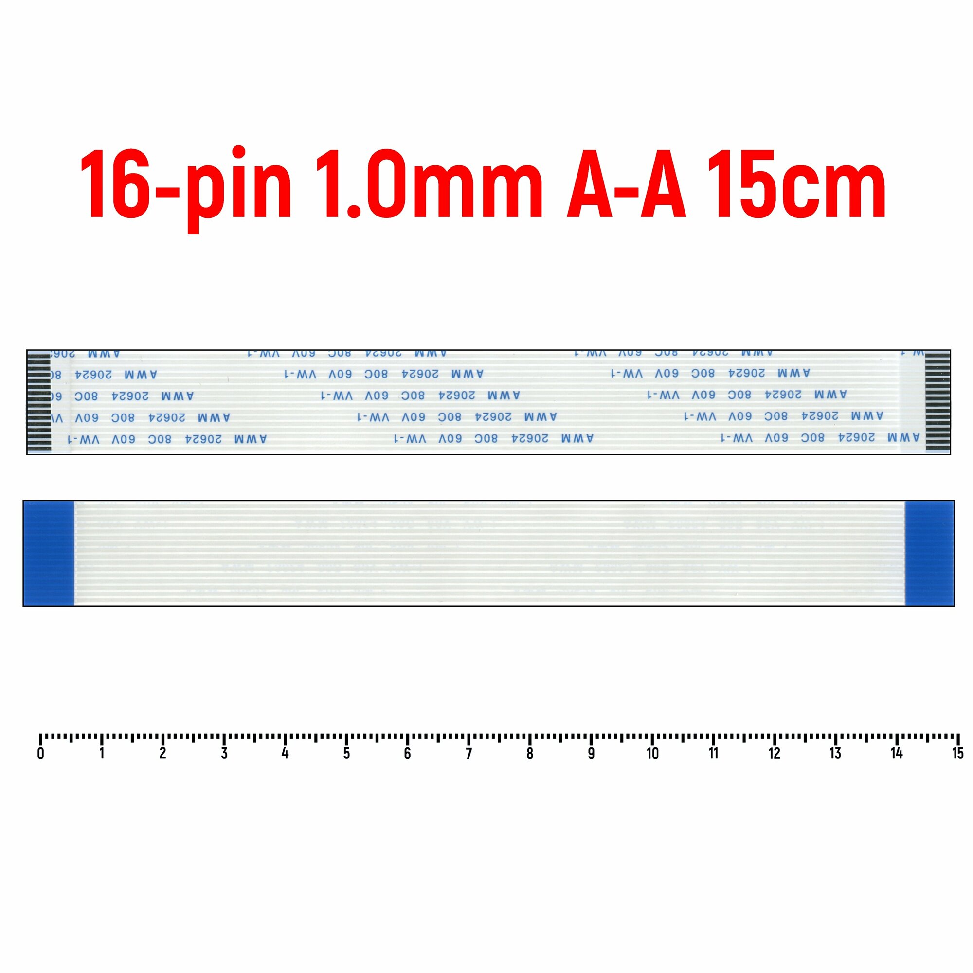 Шлейф FFC 16-pin Шаг 1.0mm Длина 15cm Прямой A-A