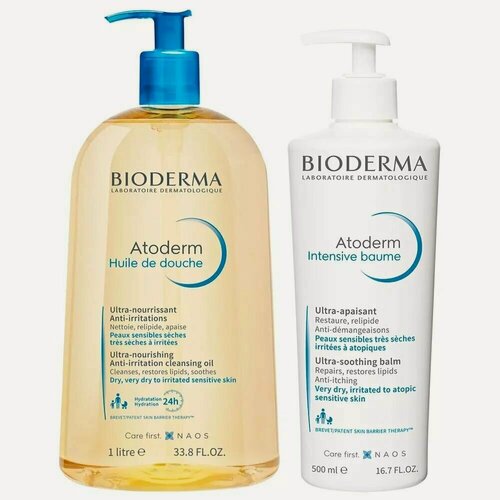 Изображение товара Bioderma Atoderm Набор: бальзам Intensive 500 мл + масло для душа 1 л