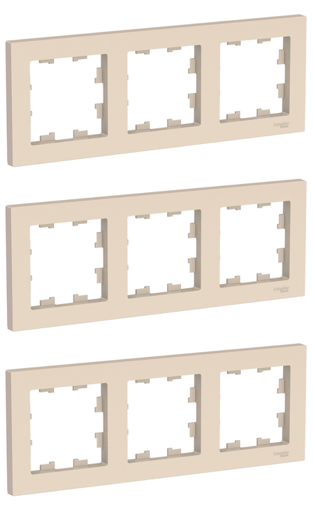 Рамка 3-постовая, универсальная, Schneider Electric/Systeme Electric AtlasDesign, бежевый(глянцевый) ATN000203(комплект 3 шт.)