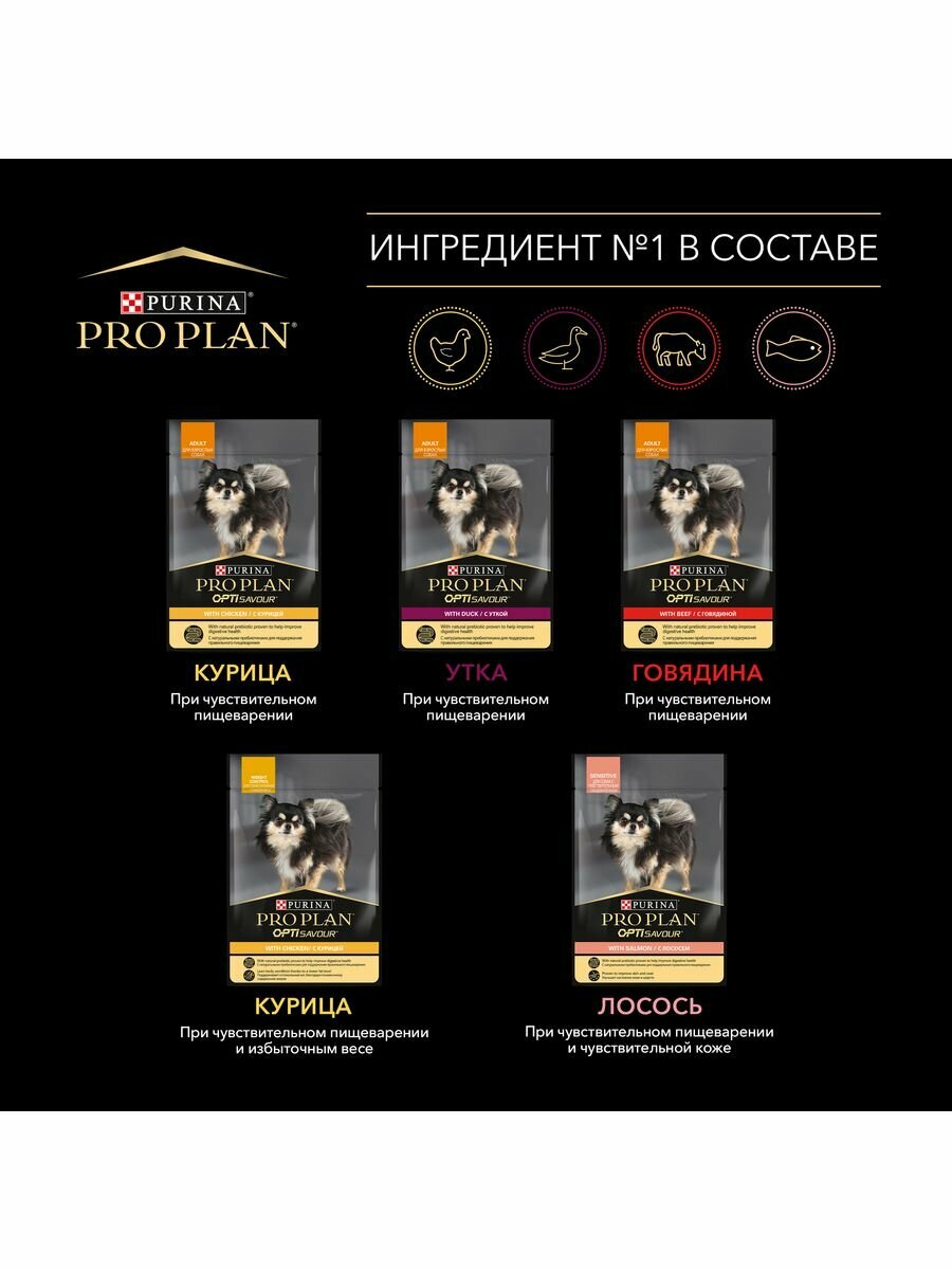 Влажный корм Purina ProPlan для взрослых собак с чувствительным пищеварением, лосось в соусе, 85гр Purina one - фото №17