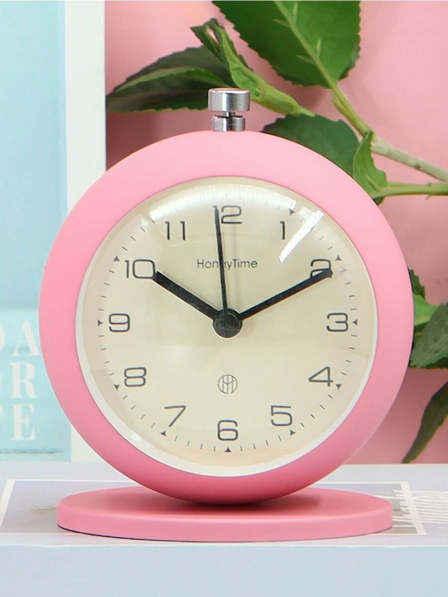 Часы настольные с будильником Clock UFO pink