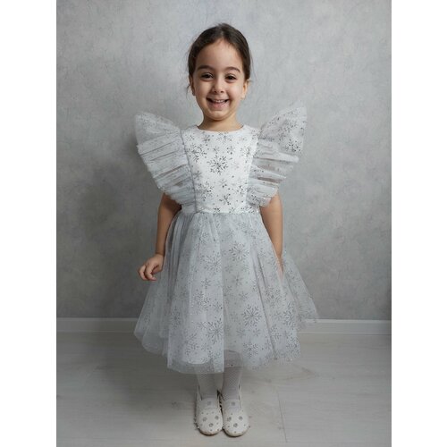 фото Платье снежинка для девочки, размер 122 без бренда