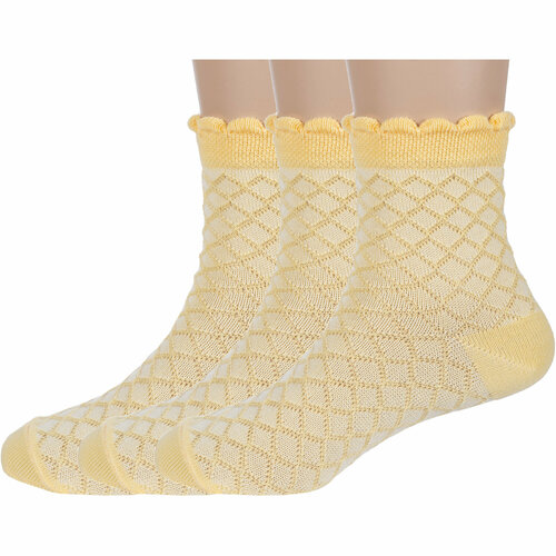 фото Носки борисоглебский трикотаж 3 пары, размер 12-14, желтый
