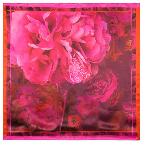 Платок Павловопосадская платочная мануфактура,89х89 см, розовый, бордовый