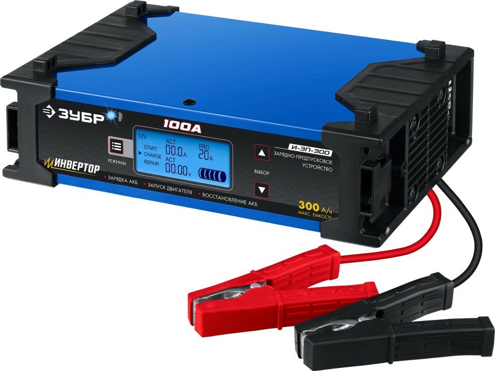 фото ЗУБР И-ЗП-400 12/24 В, 100А, 5-30А инверторное зарядно-предпусковое устройство (59323)