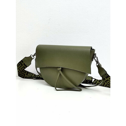 фото Сумка седло steffalini, фактура зернистая, зеленый