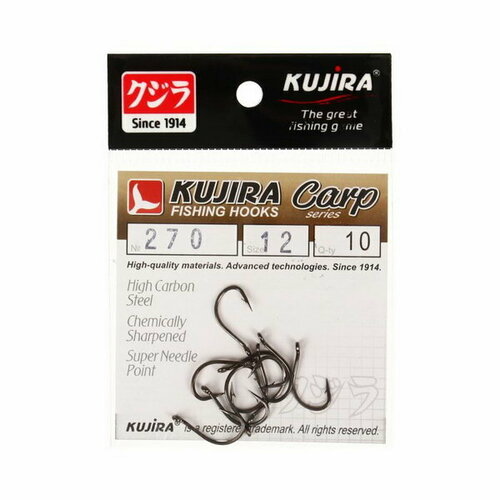 фото Крючки карповые carp 270, цвет bn, № 12, 10 шт. kujira