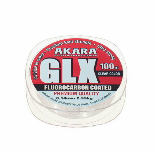 фото Леска glx premium clear, диаметр 0.14 мм, тест 2.55 кг, 100 м, прозрачная akara