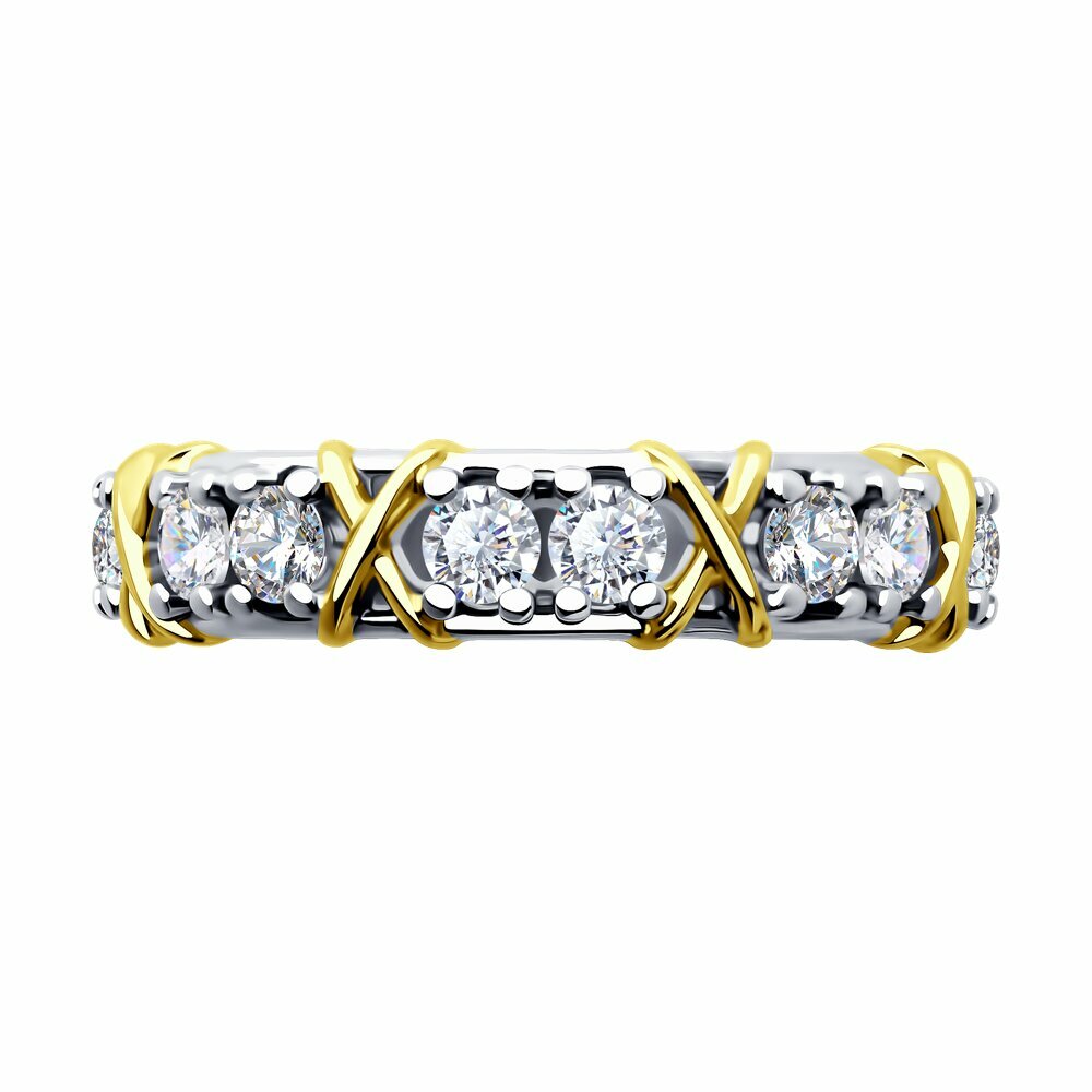 Кольцо Diamant, серебро, 925 проба, родирование, фианит, размер 17.5, бесцветный — фото 1