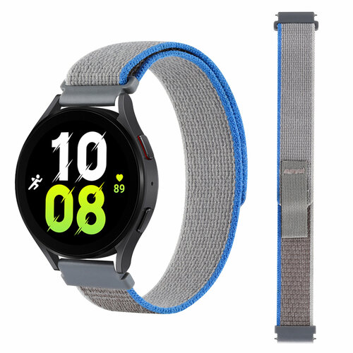 Ремешок нейлоновый Trail Loop для часов 20 мм Garmin, Samsung Galaxy Watch, Huawei Watch, Honor, Xiaomi Amazfit, 09 синий с серым