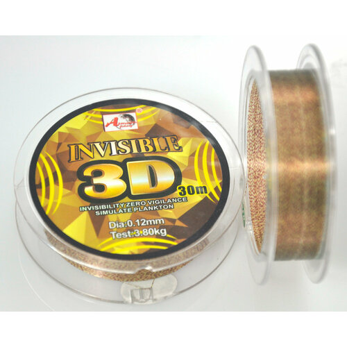 фото Леска монофильная invisible 3d 0,12 мм 30м asmoon fishing