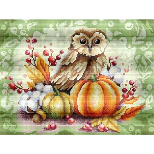 Сова на тыкве #МС-177 Brilliart Набор алмазная мозаика 40 x 30 см