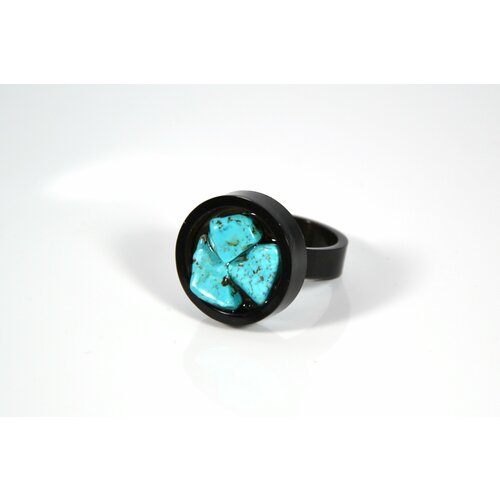 Кольцо Карамба, бирюза, размер 20, бирюзовый, черный