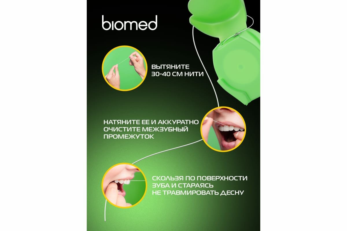 Объемная вощеная зубная нить Dental Floss c ароматом мяты и юдзу 6+, 50 м Splat - фото №7